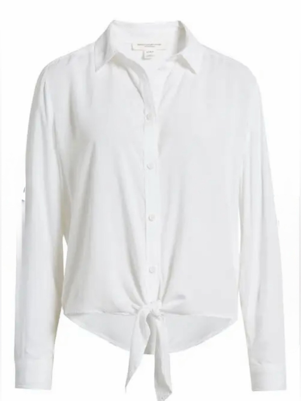 beachlunchlounge White Tie-Front Button Blouse